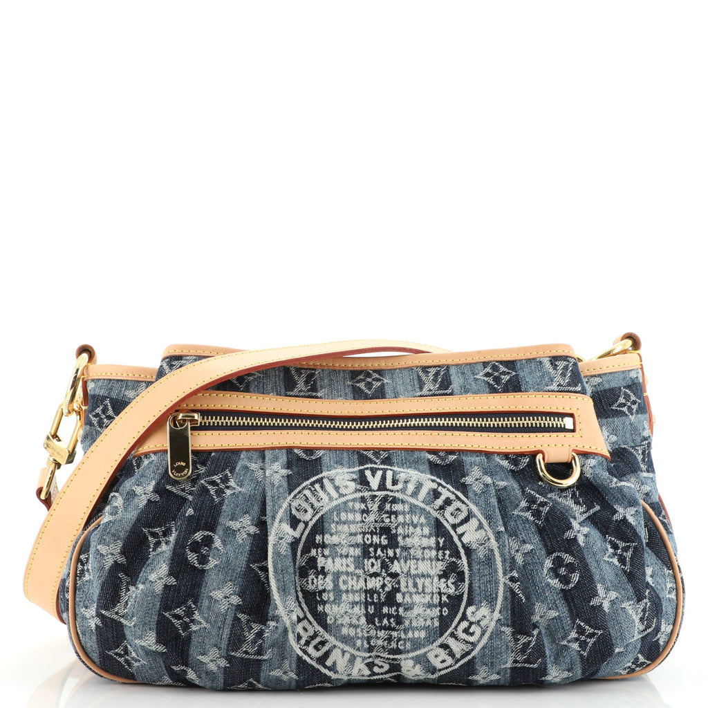 Louis Vuitton, Bags, Louis Vuitton Porte Epaule Raye Handbag Striped  Monogram Denim Mm Blue