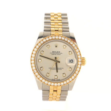 Rolex Oyster Perpetual Datejust Automatic Watch Stainless Steel and Yellow Gold with Diamond Bezel and Markers 31