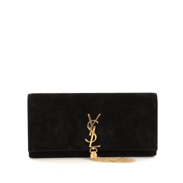 Saint Laurent Classic Monogram Tassel Clutch Suede Long