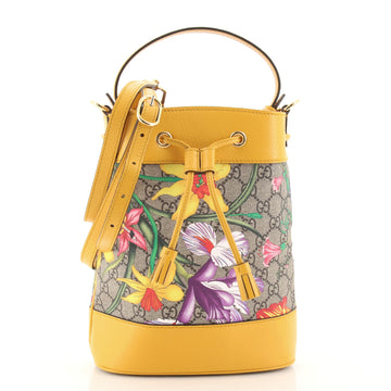 Gucci Ophidia Bucket Bag Flora GG Coated Canvas and Leather  Small
