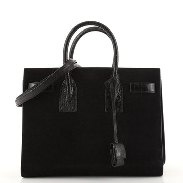 Saint Laurent Sac de Jour Bag Suede with Crocodile Embossed Leather Small