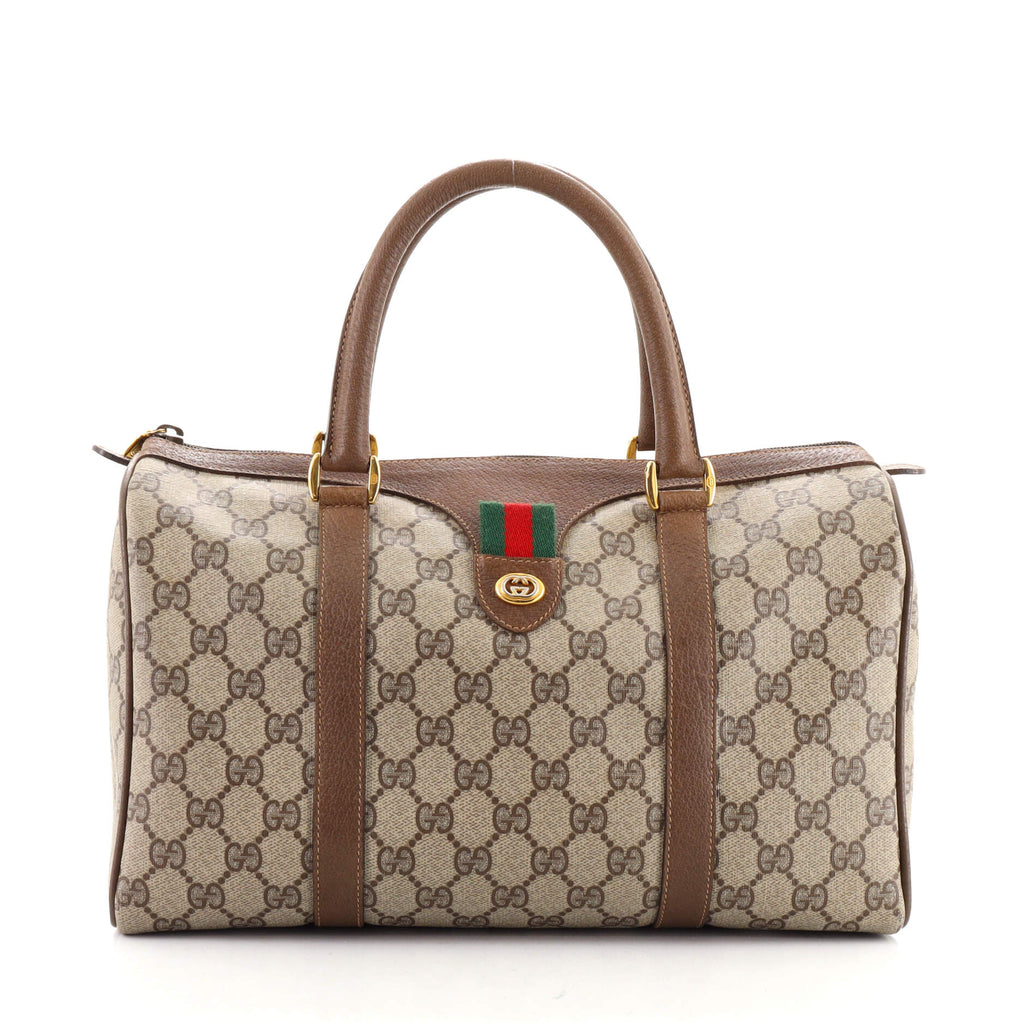 Gucci Vintage Interlocking G Boston Bag GG Coated Canvas Medium