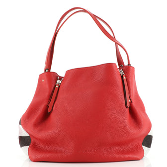 Burberry Maidstone Tote Leather and House Check Canvas Medium