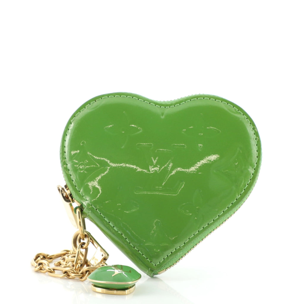 Louis Vuitton Heart Coin Purse Monogram Vernis Green 1335061