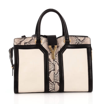 Saint Laurent Chyc Cabas Tote Leather and Python Small