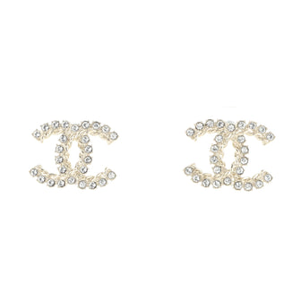 Chanel CC Stud Earrings Metal with Crystals