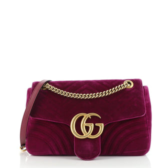 Gucci GG Marmont Flap Bag Matelasse Velvet Medium