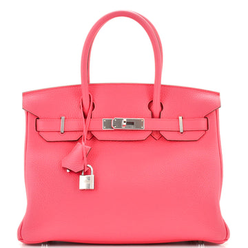 Hermes Birkin Handbag Pink Clemence with Palladium Hardware 30