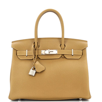 Hermes Birkin Handbag Brown Togo with Palladium Hardware 30
