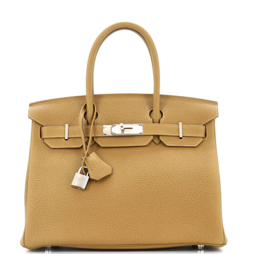 Hermes Birkin Handbag Brown Togo with Palladium Hardware 30