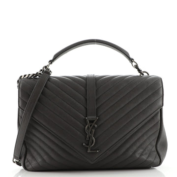 Saint Laurent Classic Monogram College Bag Matelasse Chevron Leather Large