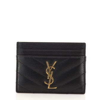 Saint Laurent Classic Monogram Card Holder Matelasse Chevron Leather