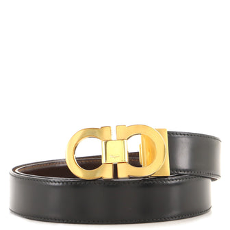 Salvatore Ferragamo Gancini Reversible Belt Leather Wide