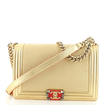 Chanel Boy Flap Bag Cube Embossed Lambskin Old Medium