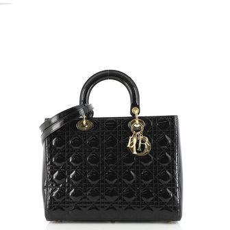 Christian Dior Lady Dior Bag Cannage Quilt Patent Large