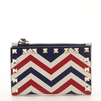 Valentino Rockstud Bifold Wallet Printed Leather Small