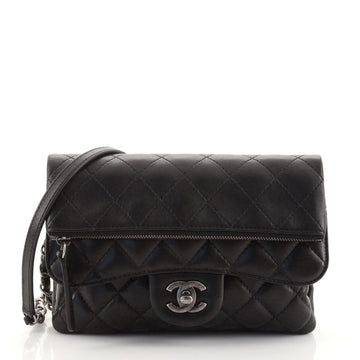 Chanel Paris-Salzburg Zip Multi Flap Bag Quilted Lambskin Mini