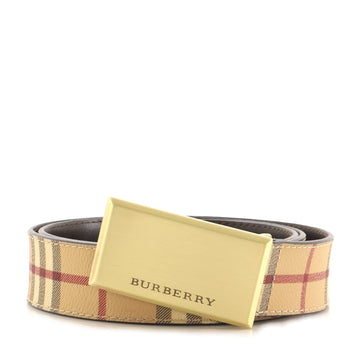 Burberry Logo Buckle Belt Haymarket Coated Canvas Medium