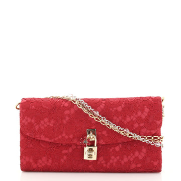 Dolce & Gabbana Padlock Chain Clutch Lace and Satin