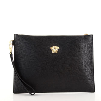 Versace Palazzo Medusa Zip Wristlet Pouch Leather Large