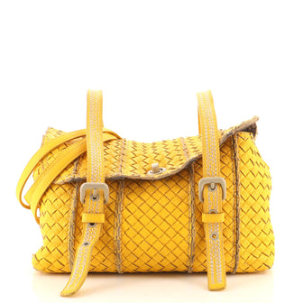 Bottega Veneta Convertible Turnlock Flap Satchel Intrecciato Leather Medium