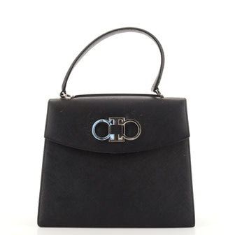 Salvatore Ferragamo Double Gancini Top Handle Bag Saffiano Leather Small