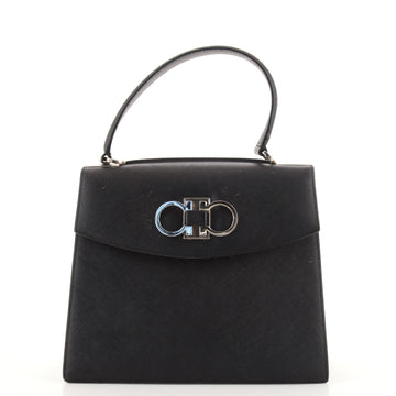 Salvatore Ferragamo Double Gancini Top Handle Bag Saffiano Leather Small