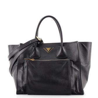 Prada Front Pocket Wing Convertible Tote Soft Calf
