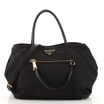 Prada Convertible Shopping Tote Tessuto with Leather Medium