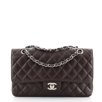 Chanel Vintage Classic Double Flap Bag Quilted Caviar Medium