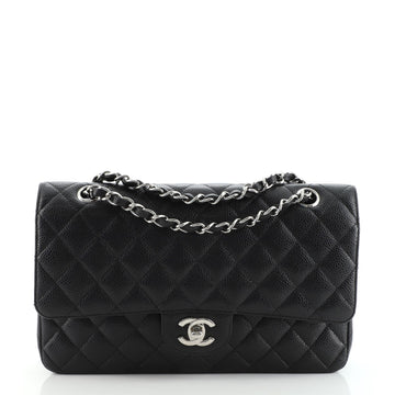 Chanel Vintage Classic Double Flap Bag Quilted Caviar Medium