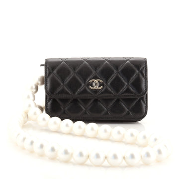Chanel Pearl Strap Clutch with Chain Quilted Calfskin