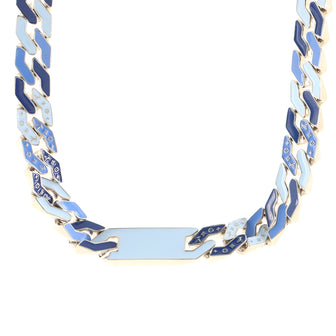 Louis Vuitton Enamel Monogram Party Necklace w/ Tags - Blue,  Palladium-Plated Chain, Necklaces - LOU539731