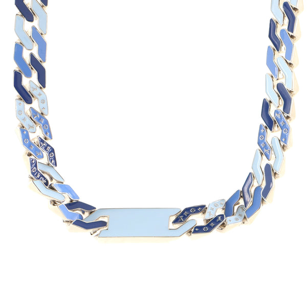 Louis Vuitton Cuban Chain Necklace Metal and Enamel Blue 1340421