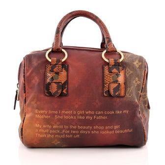 Louis Vuitton Limited Edition Mancrazy Jokes Handbag Monogram Canvas and Snakeskin