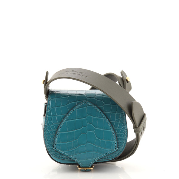 Burberry Bridle Satchel Crossbody Bag Alligator Micro Blue 1340713