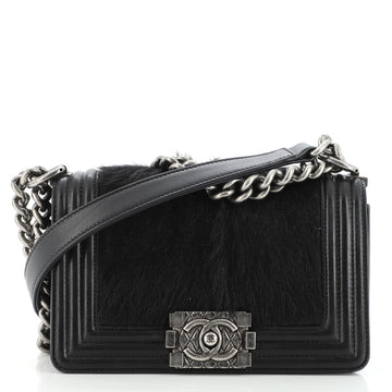 Chanel Boy Flap Bag Fur with Leather Small