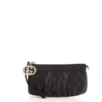 Gucci Interlocking G Wristlet Pouch Guccissima Leather