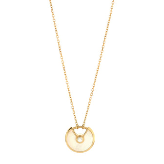 Cartier Amulette de Cartier Pendant Necklace 18K Yellow Gold with Mother of Pearl and Diamond XS