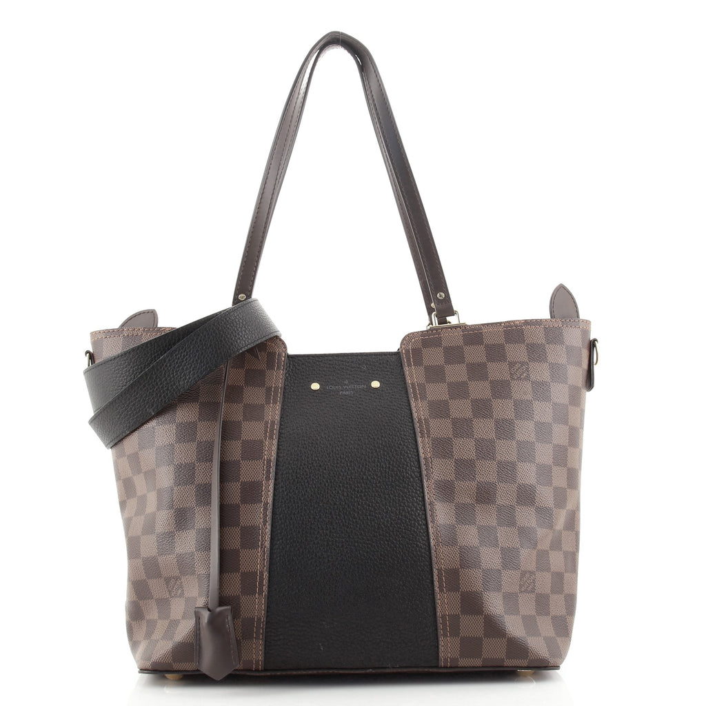 Louis Vuitton Jersey Handbag Damier with Leather Black 1341391