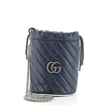 Gucci GG Marmont Bucket Bag Diagonal Quilted Leather Mini