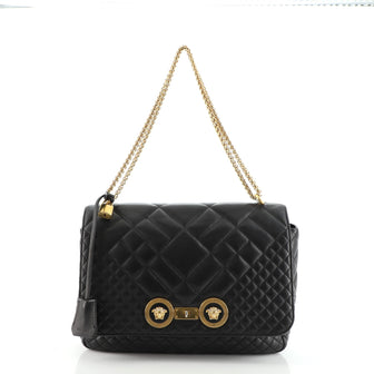 Versace Medusa Padlock Icon Flap Bag Quilted Leather Large