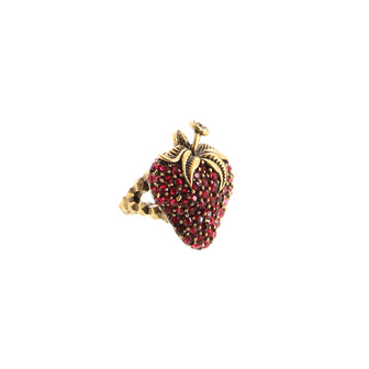 Gucci Strawberry Ring Metal with Crystals
