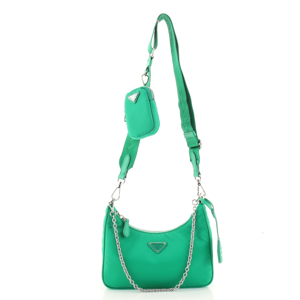 Re Edition 2005 Small Leather Shoulder Bag in Green - Prada