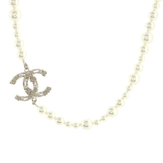 Chanel Camellia on CC Short Necklace Faux Pearls with Metal and Crystals