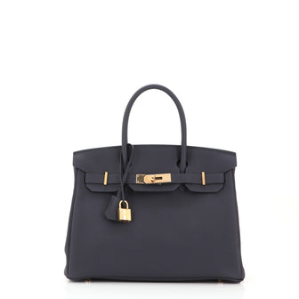 Hermes Birkin Togo 30 Blue Nuit Women's Handbag - 30-BLUE-NUIT-TOGO-GOLD