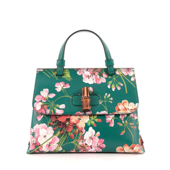 Gucci Bamboo Daily Top Handle Bag Blooms Print Leather Medium