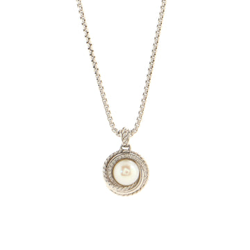 David Yurman Crossover Pendant Necklace Sterling Silver with Pearl and Diamonds 8mm