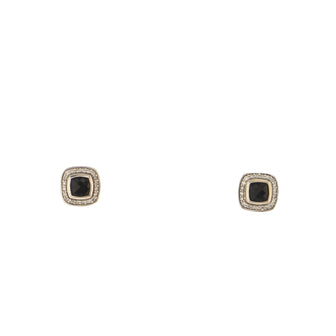 David Yurman Petite Albion Stud Earrings Sterling Silver with Onyx and Diamonds 5mm