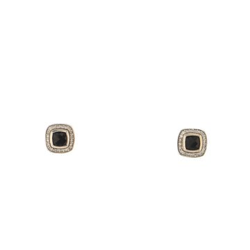 David Yurman Petite Albion Stud Earrings Sterling Silver with Onyx and Diamonds 5mm